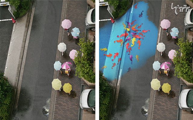 هنر خیابانی که با باران جان می گیرد