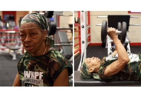قوی‌ترین مادربزرگ جهان/پیرزن ۷۷ ساله وزنه‌های ۹۰ کیلویی بلند می‌کند