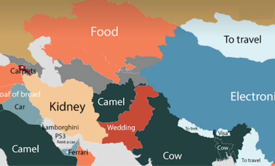 نقشه‌ای جالب: کاربران در گوگل به دنبال قیمت کدام کالا/خدمات در کشورهای مختلف هستند؟