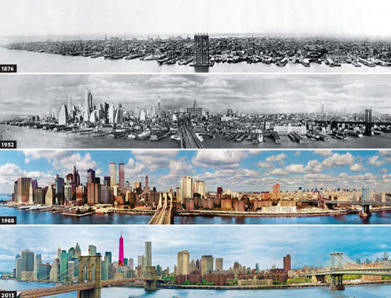 عکس‌های جالبی از پیشرفت شهرها و مدرن شدن آنها در طول زمان