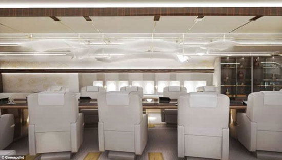 تصاویری از داخل یک هواپیمای شخصی 400 میلیون یورویی با رستوران و اتاق کنفرانس!