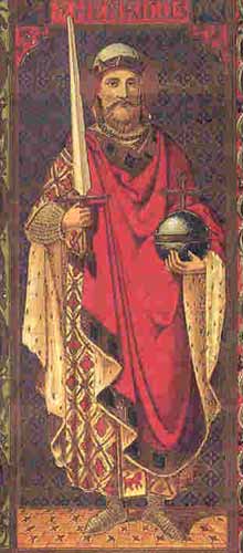 هانری دوم كره ( ا’رب) زرین امپرتوری مقدس را در دست چپ گرفته است