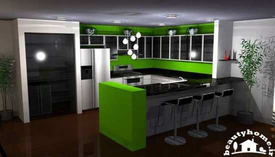 دکوراسیون آشپزخانه سبز رنگ، زیبا و ز +عکس