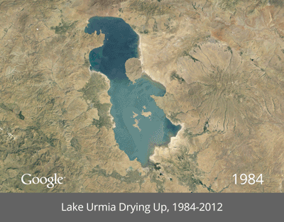 تصویر متحرک: مرگ تدریجی دریاچه ارومیه...