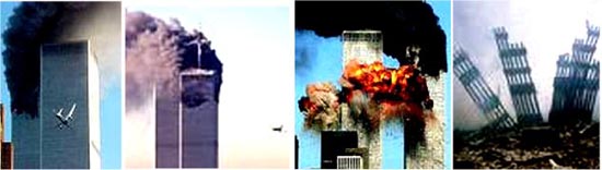 صحنه های اصابت هواپیما به برج دو قلوهای نیویورک در 11 سپتامبر2001 و تخریب آنها