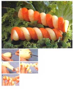 تزیین هویج به شکل ماکارونی