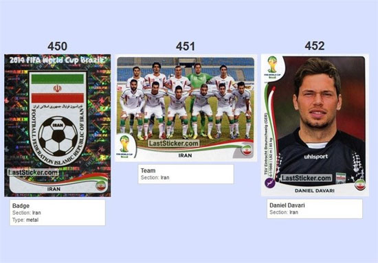 تصاویر برچسبی بازیکنان تیم ملی ایران در جام جهانی ۲۰۱۴