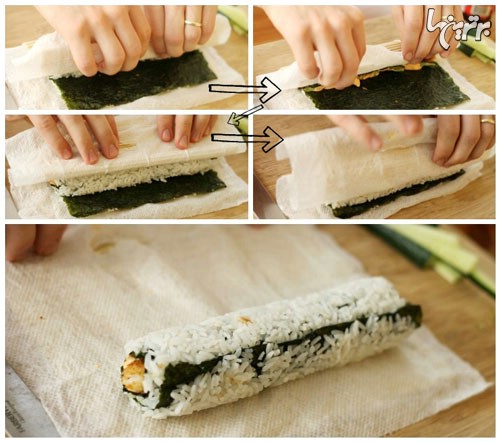 آموزش تصویری درست کردن سوشی در خانه