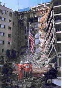 ساختمان سفارت پس از انفجار