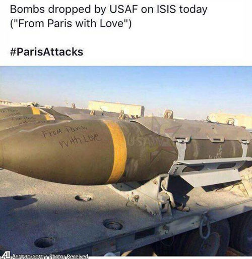 عکس: دست نوشته روی بمب ضد داعشی