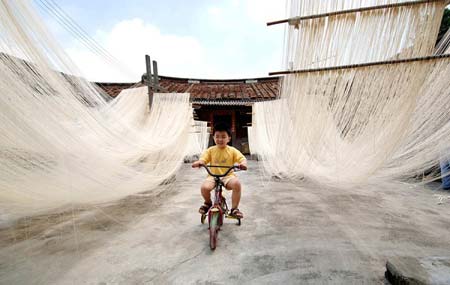 کارگاه خانگی تولید رشته فرنگی با آرد برنج- استان فوجیان، چین