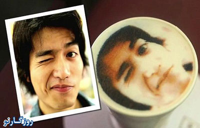 اقدام کیوسک های زنجیره ای فروش قهوه , تصویر افراد روی لیوان قهوه