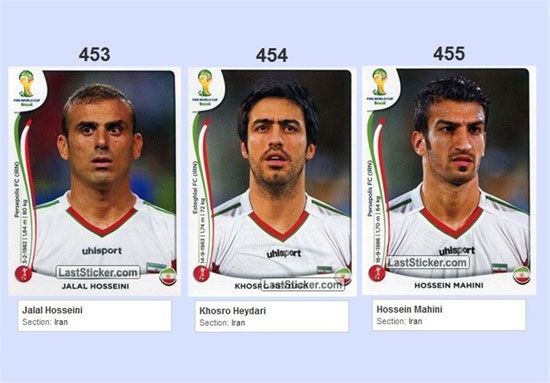تصاویر برچسبی بازیکنان تیم ملی ایران در جام جهانی ۲۰۱۴