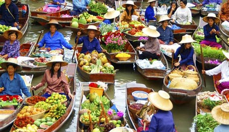 تایلند,جاهای دیدنی تایلند, بازار روی آب تایلند