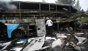 ۲۰ کشته در آتش سوزی اتوبوس همراهان عروس  