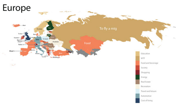 نقشه‌ای جالب: کاربران در گوگل به دنبال قیمت کدام کالا/خدمات در کشورهای مختلف هستند؟