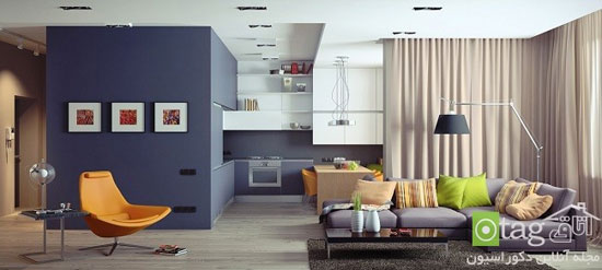 مدل کمد دیواری و شلف در اتاق نشیمن، آشپزخانه و اتاق خواب
