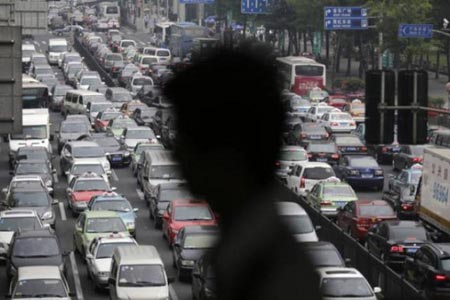 نمایی از ترافیک در شانگ های، چین