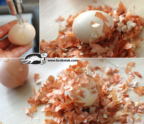 درست کردن تخم مرغ رنگی با پوست پیاز