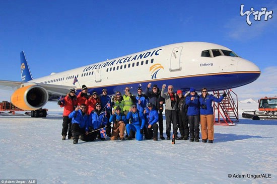 فرود جت مسافربری بر روی باندی از یخ