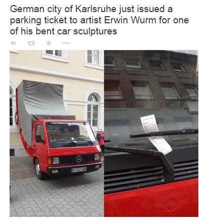 پلیس در آلمان یک اثر هنری را به جای یک ماشین واقعی جریمه کرد + عکس
