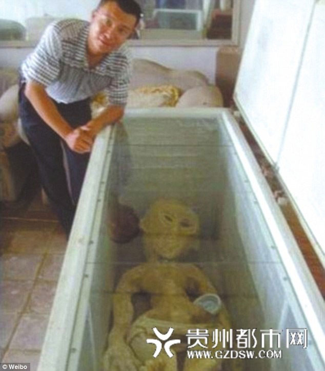 یک آدم فضایی در یخچال این مرد چینی! +عکس