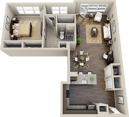طراحی های مدرن آپارتمان های یک خوابه,نقشه آپارتمان