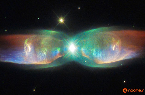 ثبت تصویر زیبای سحابی دوقلو M2-9 توسط تلسکوپ فضایی هابل