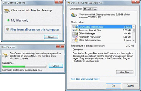  Disk Cleanup, فایل‌های قابل حذف